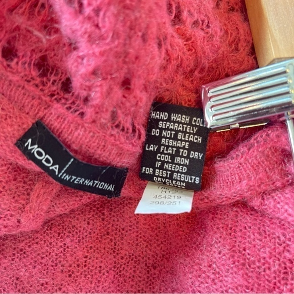 Vintage Y2K Moda International Mohair Blend Long Duster Ruffled Cardigan, Size M - Picture 10 of 10